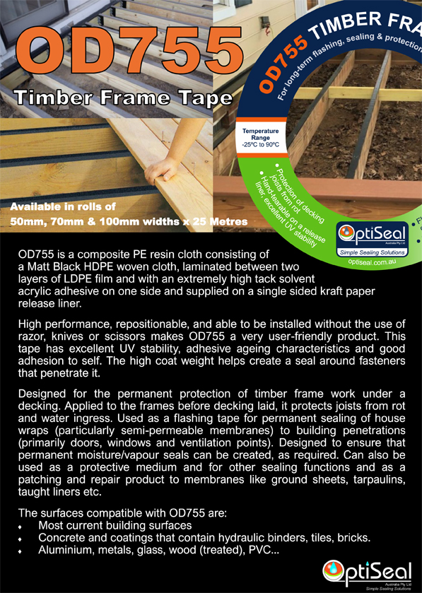 Timber frame tape for below decking Timber frame tape for below decking
